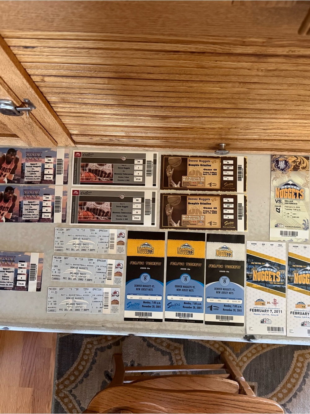 Denver Nuggets Vintage Ticket Collection Display - Blue & Gold